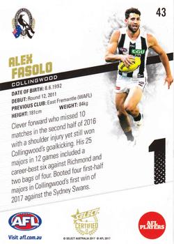 2017 Select Certified #43 Alex Fasolo Back
